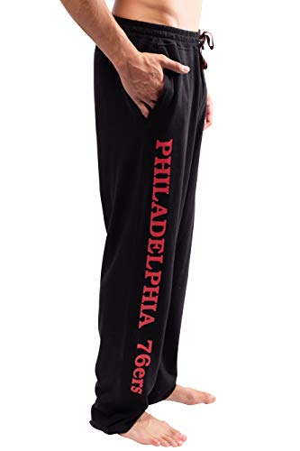 Ultra Game NBA Philadelphia 76ers Mens 2 Piece Super Soft Tee Shirt and Lounge Pants Set, Black, Small