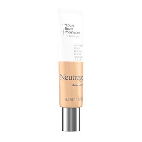 Neutrogena Healthy Skin Radiant Tinted Facial Moisturizer with Broad Spectrum SPF 30 Sunscreen Vitamins A, C, and E, Lightweight, Sheer, and Oil-Free Coverage, Sheer Ivory 10, 1.1 fl. oz