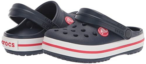 Crocs Unisex-Child Crocband Clogs (Little Kid/Big Kid), Navy/Red, 2 Little Kid
