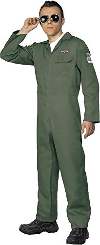 Smiffys boys Aviator Adult Sized Costume, Green, M - US Size 38 -40
