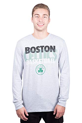 Ultra Game NBA Boston Celtics Mens Supreme Long Sleeve Pullover Tee Shirt, Heather Gray, Medium