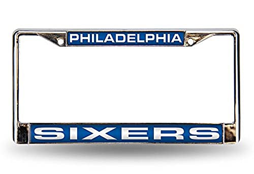Rico Industries NBA Philadelphia 76ers Laser Cut Inlaid Standard Chrome License Plate Frame