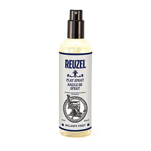 Reuzel Clay Hairspray For Men - Fragrance Free - Helps Control Frizz - Adds Texture And Definition - Helps Achieve Dry, Gritty, Lived-In Look - Flexible Hold - Suitable For All Hair Types - 12 Oz