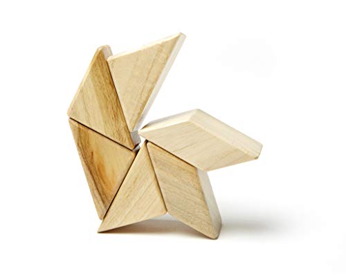 6 Piece Tegu Pocket Pouch Prism Magnetic Wooden Block Set, Natural