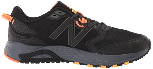 New Balance Men's 410 V7 Trail Running Shoe, Black/Grey/Orange, 8