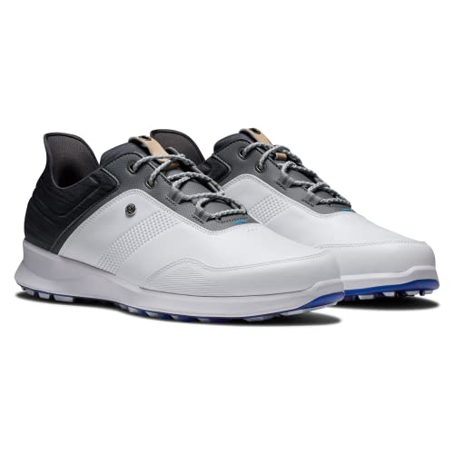 FootJoy Men's Stratos Golf Shoe, White/Charcoal, 10.5