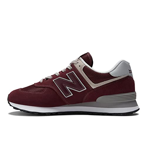 New Balance Men's 574 Core Sneaker, Burgundy/White, 8.5