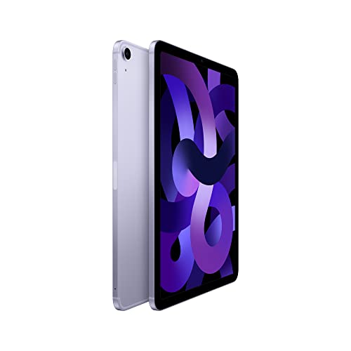 Apple iPad Air (5th Generation): with M1 chip, 10.9-inch Liquid Retina Display, 256GB, Wi-Fi 6 + 5G Cellular, 12MP front/12MP Back Camera, Touch ID, All-Day Battery Life – Purple