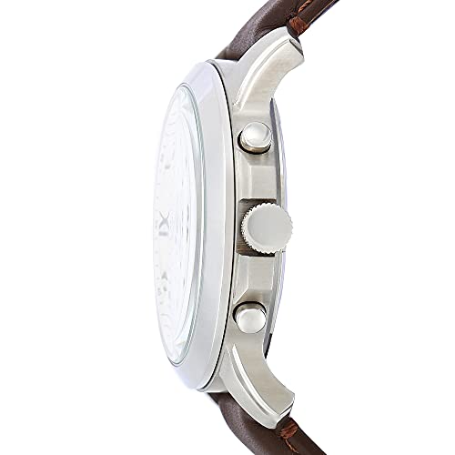 Fossil Men's Grant Quartz Stainless Steel and Leather Chronograph Watch, Color: Silver, Brown (Model: FS4735)
