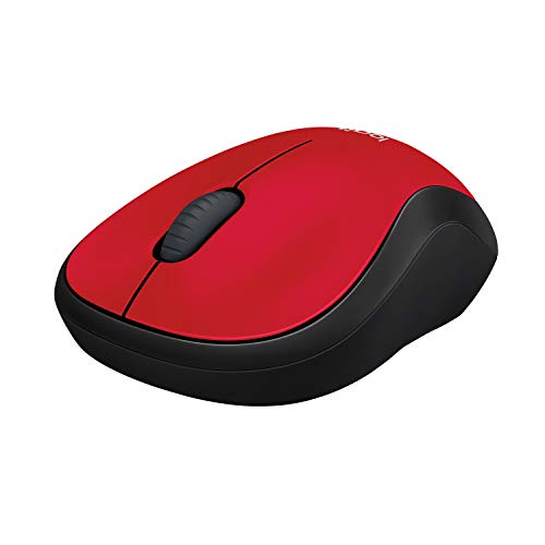 Logitech M185 Wireless Mouse, 2.4GHz with USB Mini Receiver, 12-Month Battery Life, 1000 DPI Optical Tracking, Ambidextrous, Compatible with PC, Mac, Laptop - Red