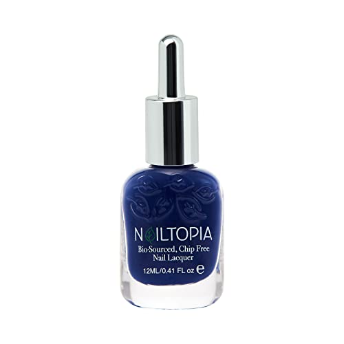 Nailtopia Bio-Sourced Chip Free Nail Lacquer - Sky Needs Space - Vegan, Cruelty Free Deep Blue Nail Polish - Strengthens and Hardens Nails with Natural Superfood Ingredients and Vitamins - 0.41 Oz