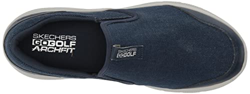 Skechers Men's Go Walk Arch Relaxed Fit Canvas Slip On Golf Shoe Sneaker, Navy/Gray, 8.5