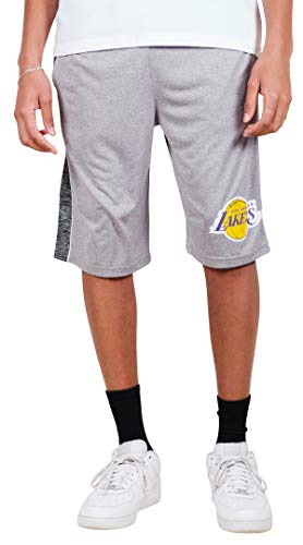 Ultra Game NBA Los Angeles Lakers Men's Mesh Athletic Active Basketball Shorts, Heather Gray, Small