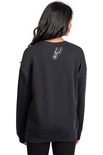 Ultra Game NBA San Antonio Spurs Womens Extra Soft Fleece Distressed Oversized Pullover Sweatshirt, Team Color, Large