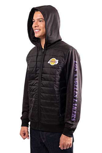 Ultra Game NBA Los Angeles Lakers Mens Full Zip Soft Fleece Hoodie Jacket, Black, Small