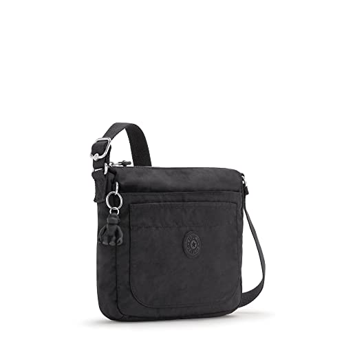 Kipling womens WomenÂ’s Sebastian Bag, Super Light, Durable Messenger Bag, Nylon Shoulder Crossbody Bag, Black Noir, 9 L x 8.5 H 1.75 D US