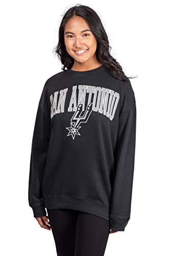 Ultra Game NBA San Antonio Spurs Womens Extra Soft Fleece Distressed Oversized Pullover Sweatshirt, Team Color, Large
