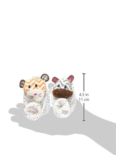 Infantino Foot Rattles, Zebra and Cheetah, Soft Baby Sock Rattles - Encourages Hand-Eye Coordination, Discovery Toy - Machine Washable