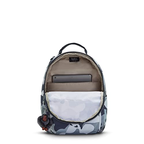 Kipling Women's Seoul Small Backpack, Durable, Padded Shoulder Straps with Tablet Sleeve, School Bag, Cool Camo Grey, 10.5''L x 13.75''H x 6.75''D