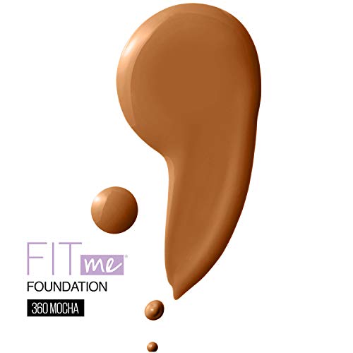 Maybelline Fit Me Dewy + Smooth SPF 18 Liquid Foundation Makeup, Mocha, 1 Count
