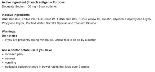 Kirkland Signature 100 Mg Stool Softener, 400 Softgels (Pack of 3)