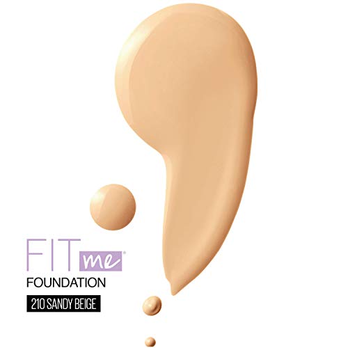 Maybelline Fit Me Dewy + Smooth SPF 18 Liquid Foundation Makeup, Sandy Beige, 1 Count