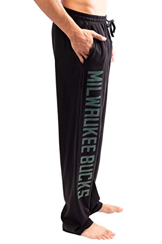 Ultra Game NBA Milwaukee Bucks Mens 2 Piece Super Soft Tee Shirt and Lounge Pants Set, Black, Large