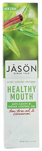 Jason Healthy Mouth Anti-Cavity and Tartar Control Gel, Tea Tree Oil and Cinnamon, 6 Oz