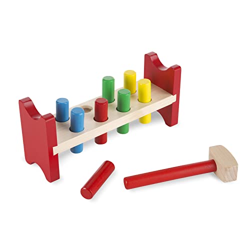 Melissa and Doug Deluxe Wooden Pound-A-Peg Toy With Hammer