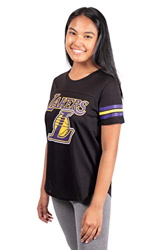 Ultra Game NBA Los Angeles Lakers Womens Soft Mesh Jersey Tee Shirt, Black, Large