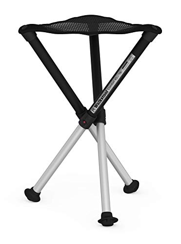 Walkstool - Comfort Model - Black and Silver - 3 Legged Folding Stool in Aluminium - Height 18' to 30' - Maximum Load 440 to 550 Lbs - Made in Sweden