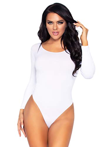 Leg Avenue Women's Opaque Bodysuit, White, One Size