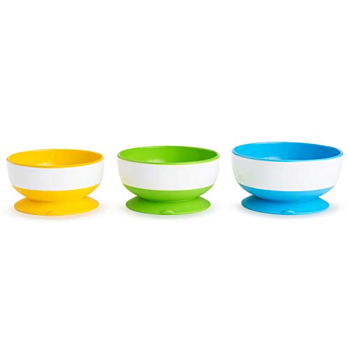 Munchkin® Stay Put™ Suction Bowls for Babies and Toddlers, 3 Pack, Blue/Green/Yellow
