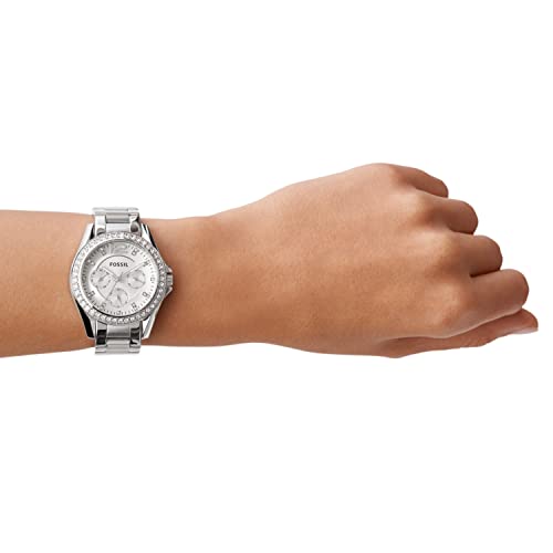 Fossil Women's Riley Quartz Stainless Steel Multifunction Watch, Color: Silver Glitz (Model: ES3202)