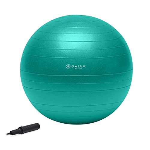 Gaiam 05-51982 Total Body Balance Ball Kit - Includes 65cm Anti-Burst Stability Exercise Yoga Ball, Air Pump and Workout Video - Green