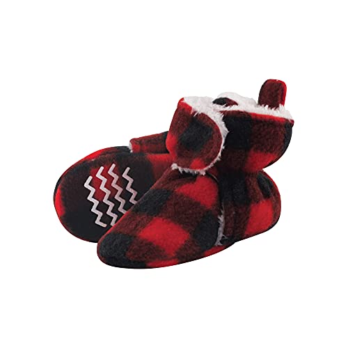 Hudson Baby Baby Trapper Hat, Mitten and Bootie Set, Black Red Plaid, 0-6 Months