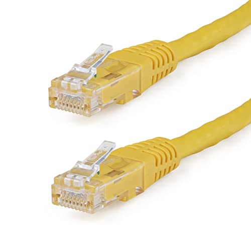 StarTech.com 20ft CAT6 Ethernet Cable - Yellow CAT 6 Gigabit Ethernet Wire -650MHz 100W PoE++ RJ45 UTP Molded Category 6 Network/Patch Cord w/Strain Relief/Fluke Tested UL/TIA Certified (C6PATCH20YL)