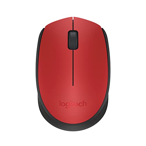Logitech M170 Wireless Mouse for PC, Mac, Laptop, 2.4 GHz with USB Mini Receiver, Optical Tracking, 12-Months Battery Life, Ambidextrous - Red