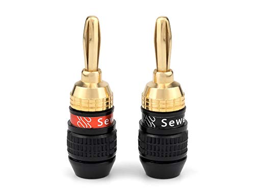 Sewell SW-29863-12 Deadbolt Banana Plugs 12-Pairs by, Gold Plated Speaker Plugs, Quick Connect