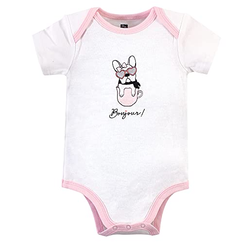 Hudson Baby Unisex Baby Cotton Bodysuits Black Bonjour, 3-6 Months