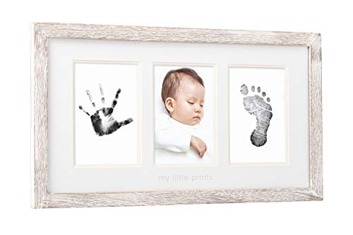 Pearhead My First Year Photo Moments Baby Picture Frame, Baby’s First Year Photo Frame, Newborn Handprint And Footprint Keepsake, Gender-Neutral Baby Milestone Nursery Décor, Wood