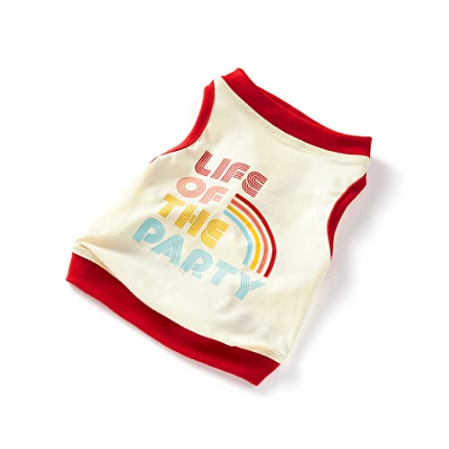 Brass Monkey Life of The Party Dog Tank; Pre-Shrunk Cotton Pet Muscle Tank; X-Small (14' Chest); Cute Dog Accessories with Eye-Catching Design