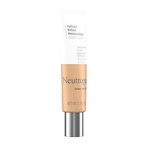 Neutrogena Healthy Skin Radiant Tinted Facial Moisturizer with Broad Spectrum SPF 30 Sunscreen Vitamins A, C, and E, Lightweight, Sheer, and Oil-Free Coverage, Sheer Fair 20, 1.1 fl. oz