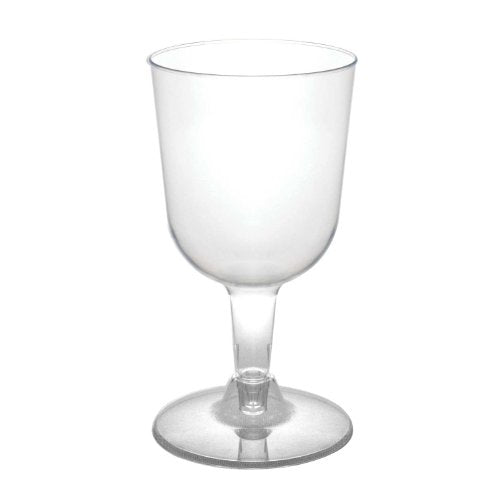 Party Essentials Disposable Hard Plastic Two Pieces Wine Glasses, 40-Count, 5.5-Ounce, Clear