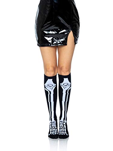 Leg Avenue Women's Over The Knee Halloween Socks, Black/White, One Size