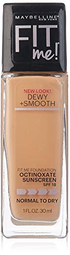 Maybelline Fit Me Dewy + Smooth SPF 18 Liquid Foundation Makeup, Buff Beige, 1 Count