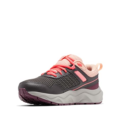 Columbia Women's Plateau Waterproof Hiking Shoe, Dark Grey/Neon Sunrise, 7