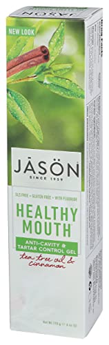 Jason Healthy Mouth Anti-Cavity and Tartar Control Gel, Tea Tree Oil and Cinnamon, 6 Oz