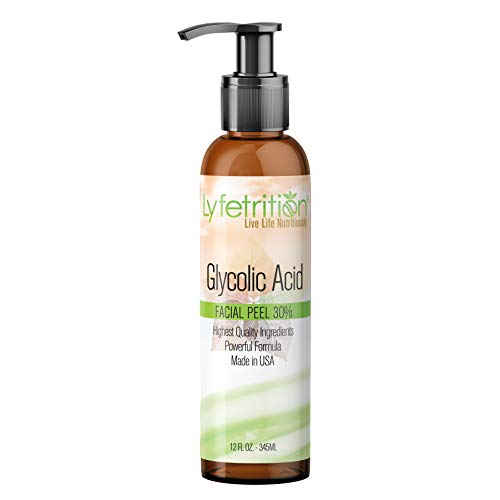 Lyfetrition Glycolic Acid/AHA 30% Renewal Serum, infused with Vitamins C and E for Skin Brightening, Exfoliating Serum Works for Dark Spots, Acne, and Reduces Fine Lines and Wrinkles - (12 Fl Oz)