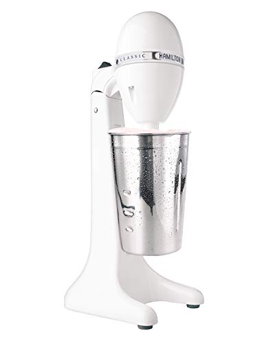 Hamilton Beach 727B DrinkMaster Electric Drink Mixer, Restaurant-Quality Retro Milkshake Maker and Milk Frother, 2 Speeds, Extra-Large 28 oz. Stainless Steel Cup, White